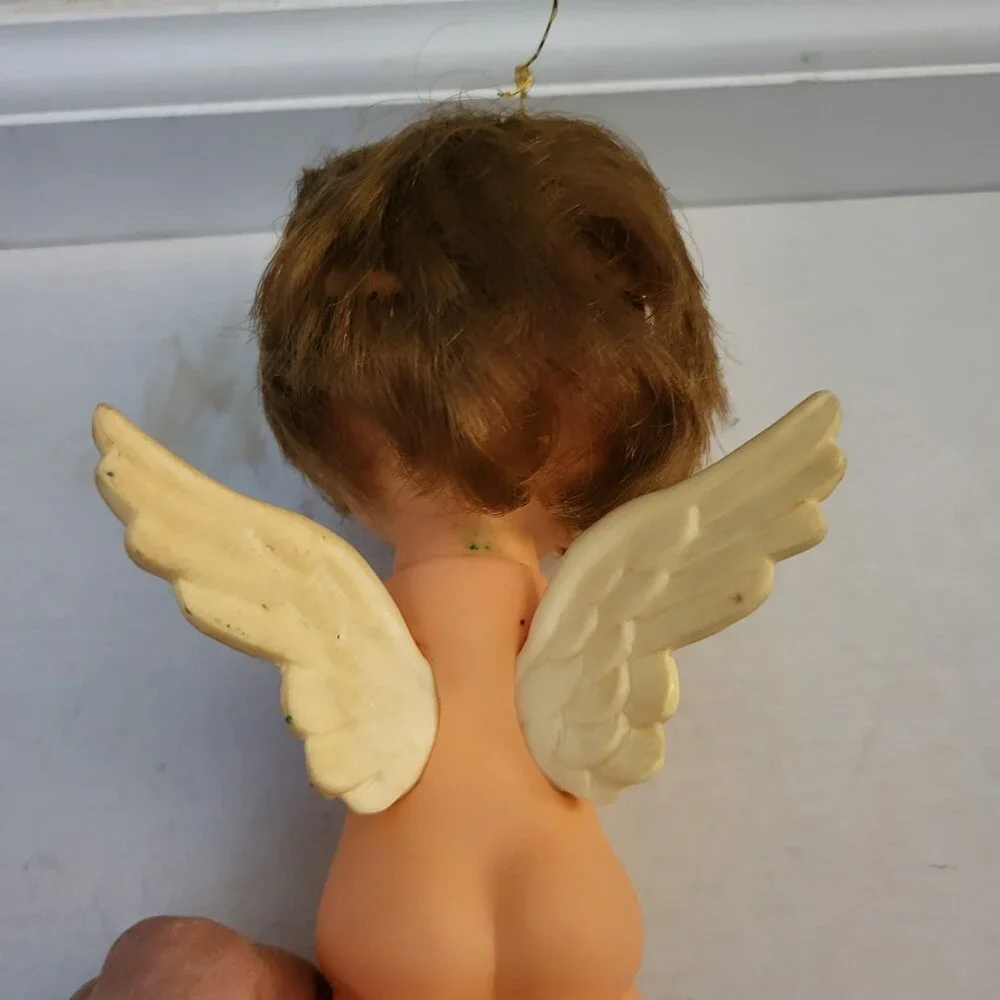VTD 1970 Kamar Christmas Angel Big Eyes Ornament Doll Dark Hair Mod MCM Kitsch
